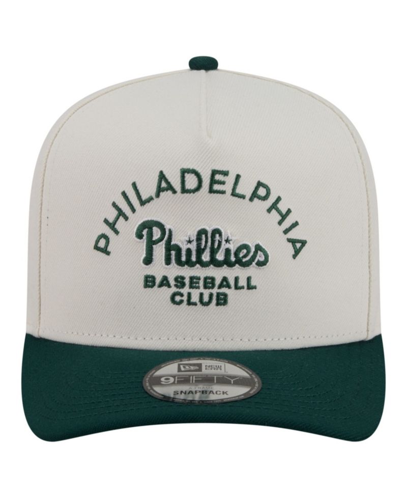 Men's Cream/Dark Green Philadelphia Phillies Chrome A-Frame 9FIFTY Snapback Hat