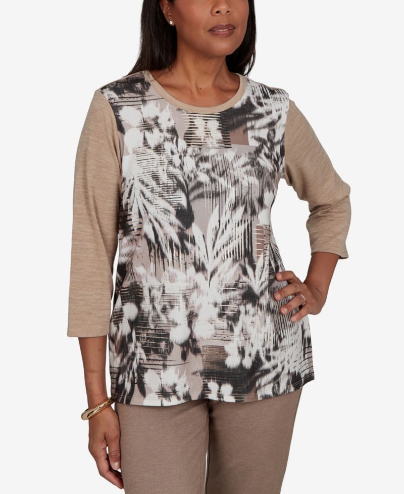 Petite Crewneck 3/4-Sleeve T-Shirt