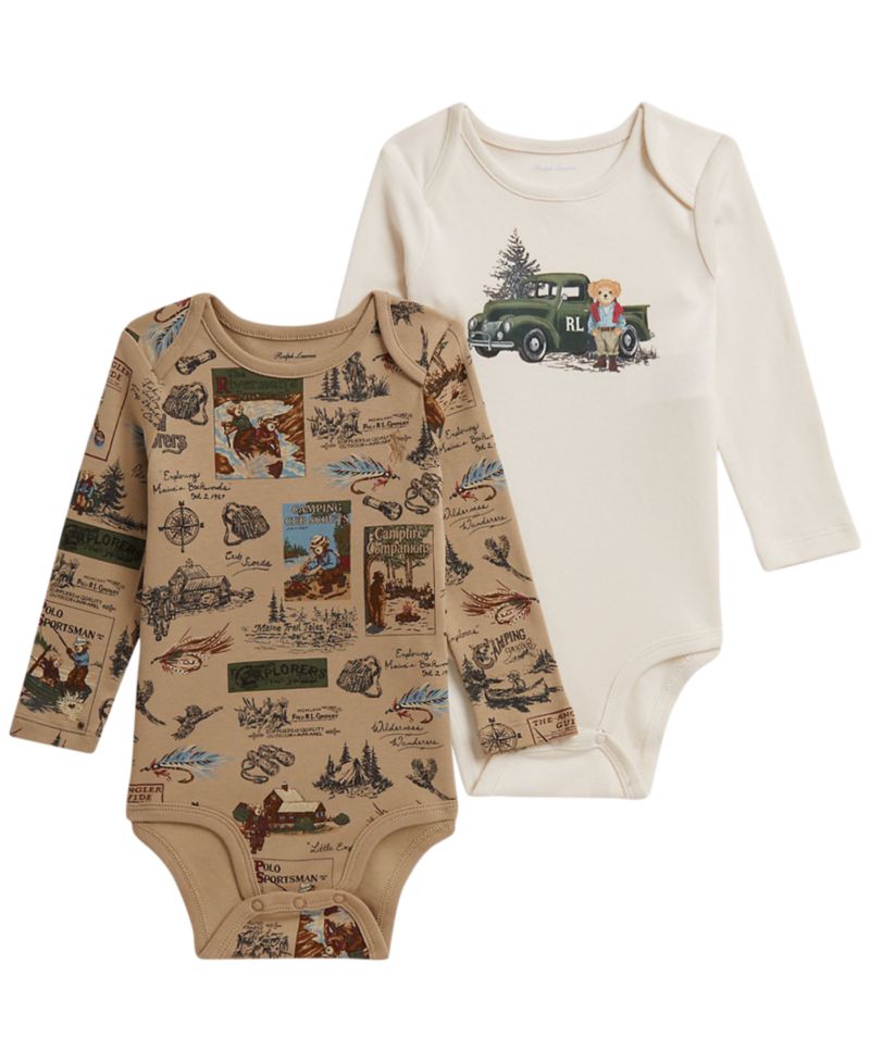 Baby Boys' Polo Bear Cotton Bodysuit, 2-Pack
