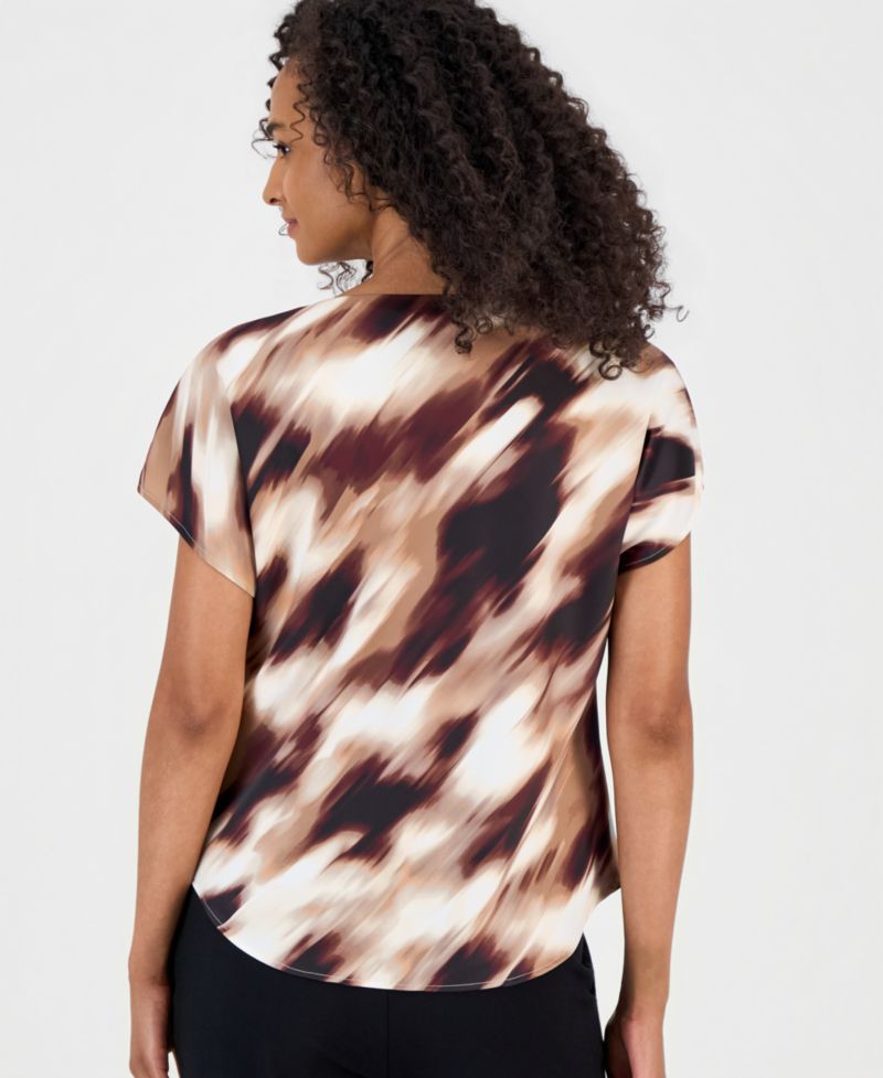 Women's Cowl Neck Short-Sleeve Blouse