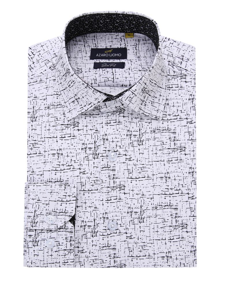 Men's Business Geometric Long Sleeve Button Down Shirt