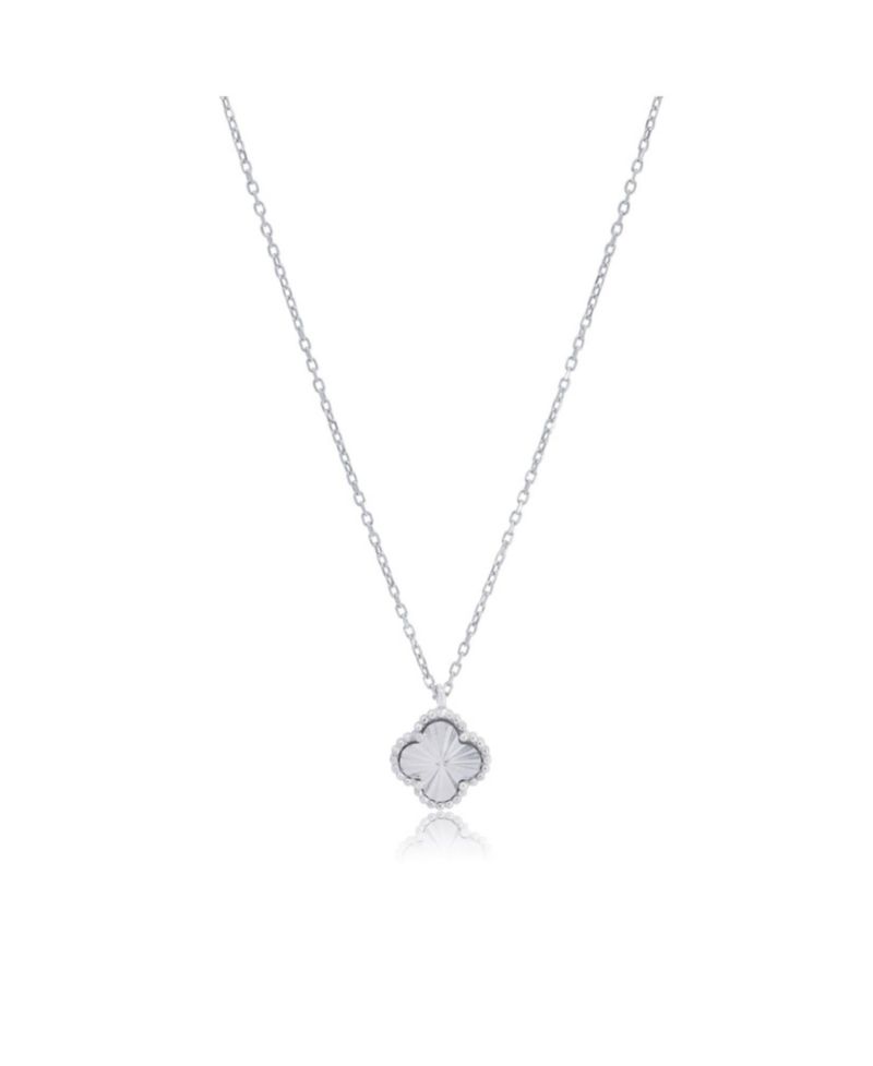 Fluted Single Clover Necklace Sterling Silver