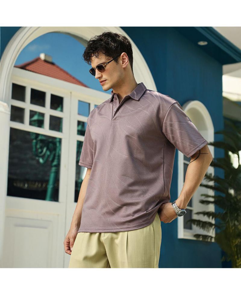Men's Pastel Purple Scratch-Tactile Polo T-Shirt