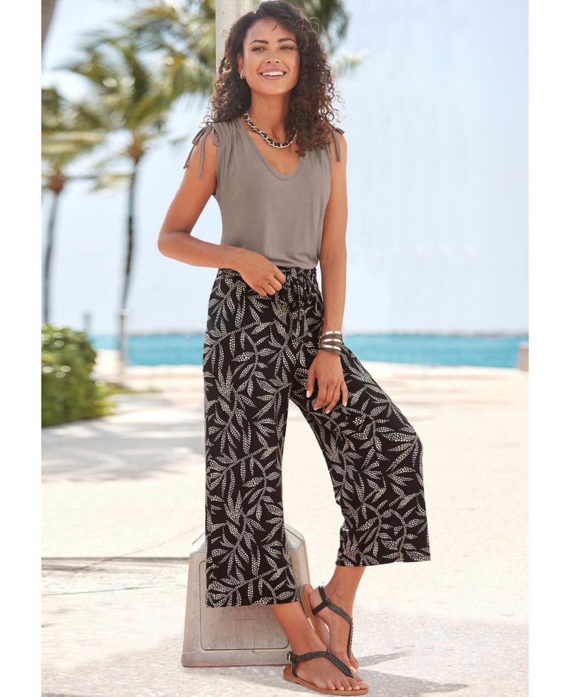 Women's Viscose Printed Culottes High-Waist Pants