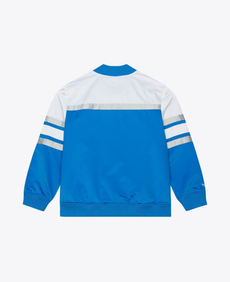 Men's Blue Detroit Lions Head Coach Lightweight Full-Snap Satin Jacket