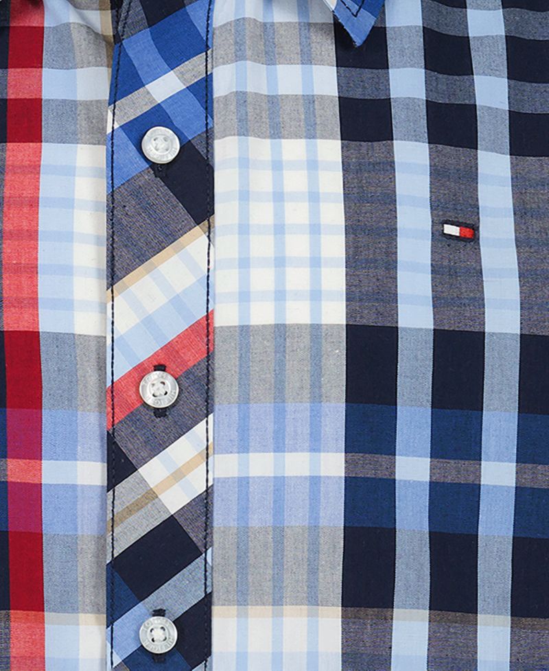 Boys' 2T-7 Plaid Short-Sleeve Button-Front Shirt