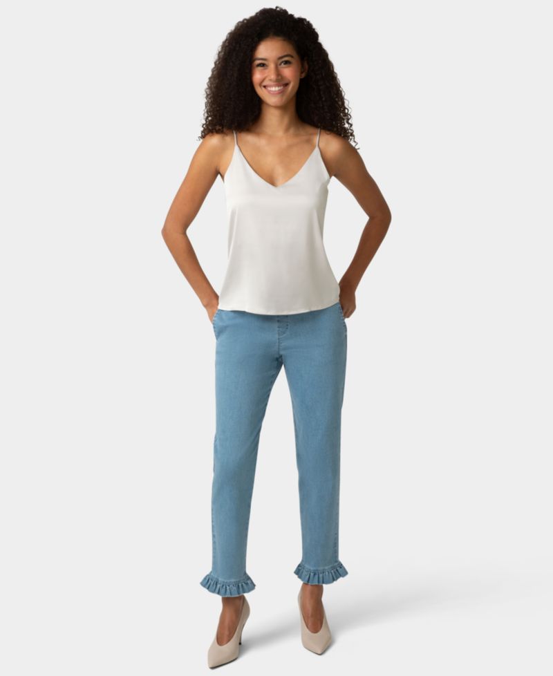 Women's Ruffle Denim Skimmer Pull-On Pant