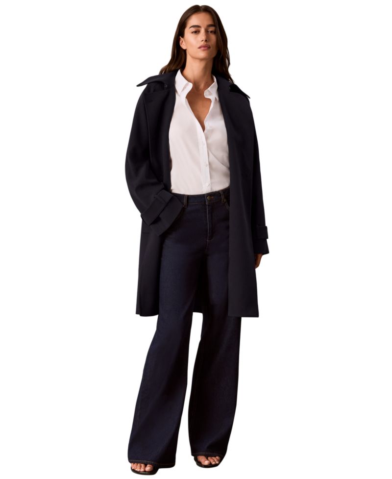 Petite Double-Breasted Belted Trench Coat