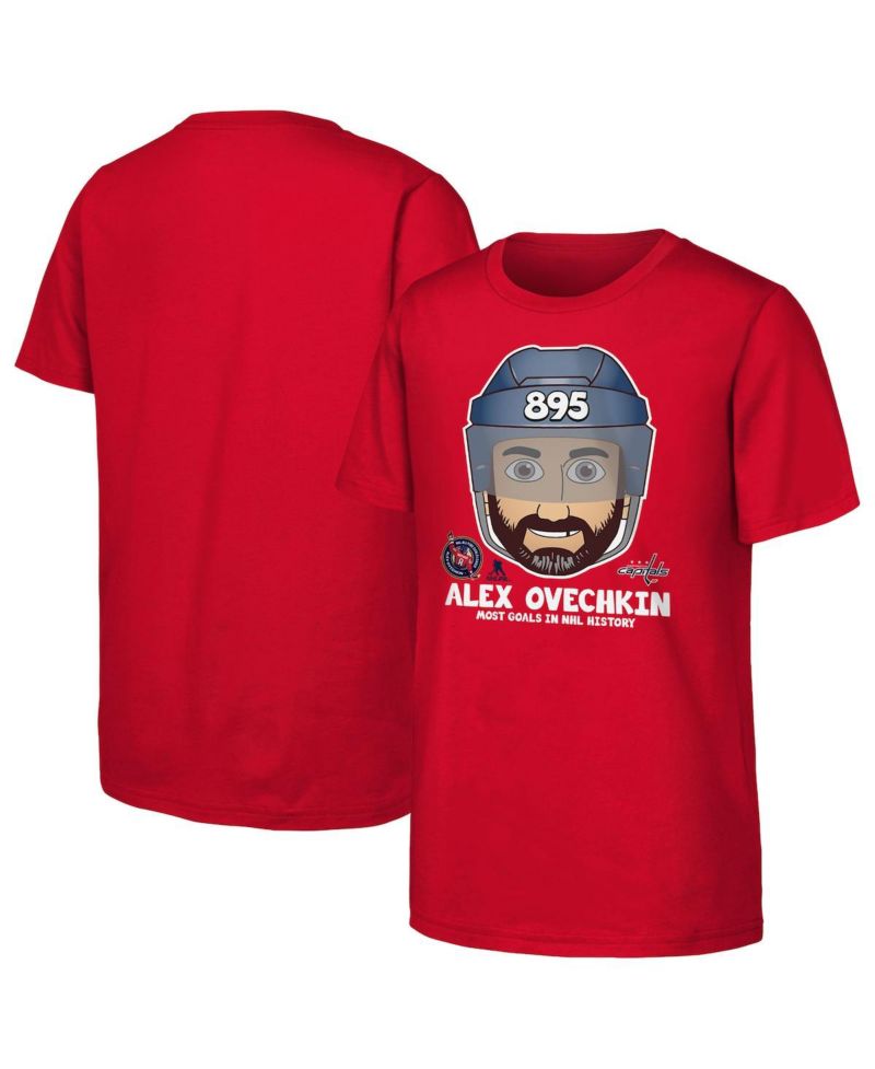 Big Boys and Girls Alexander Ovechkin Red Washington Capitals NHL All-Time Leading Goal Scorer Emoji T-Shirt