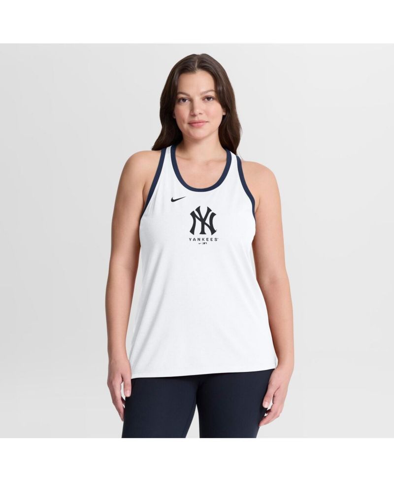Women's White New York Yankees Tri-Blend Dri-FIT Racerback Tank Top