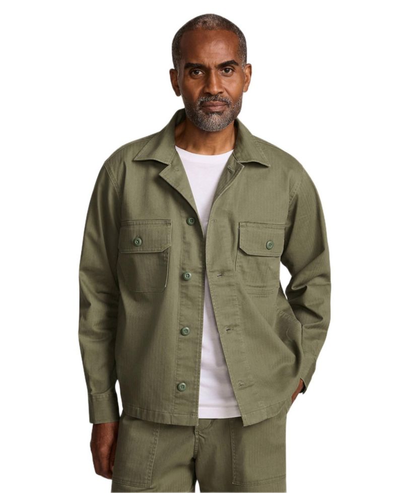 Men's Herringbone Utility Shirt Jacket