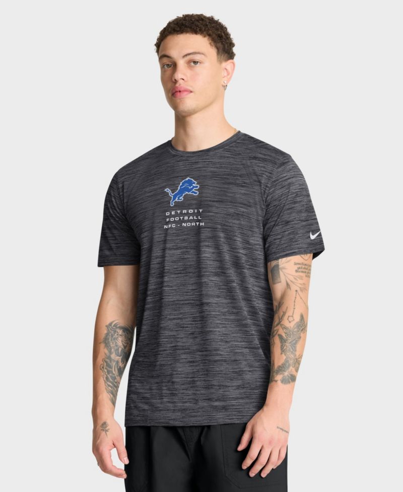 Men's Anthracite Detroit Lions Velocity Ball Carrier Dri-FIT T-Shirt
