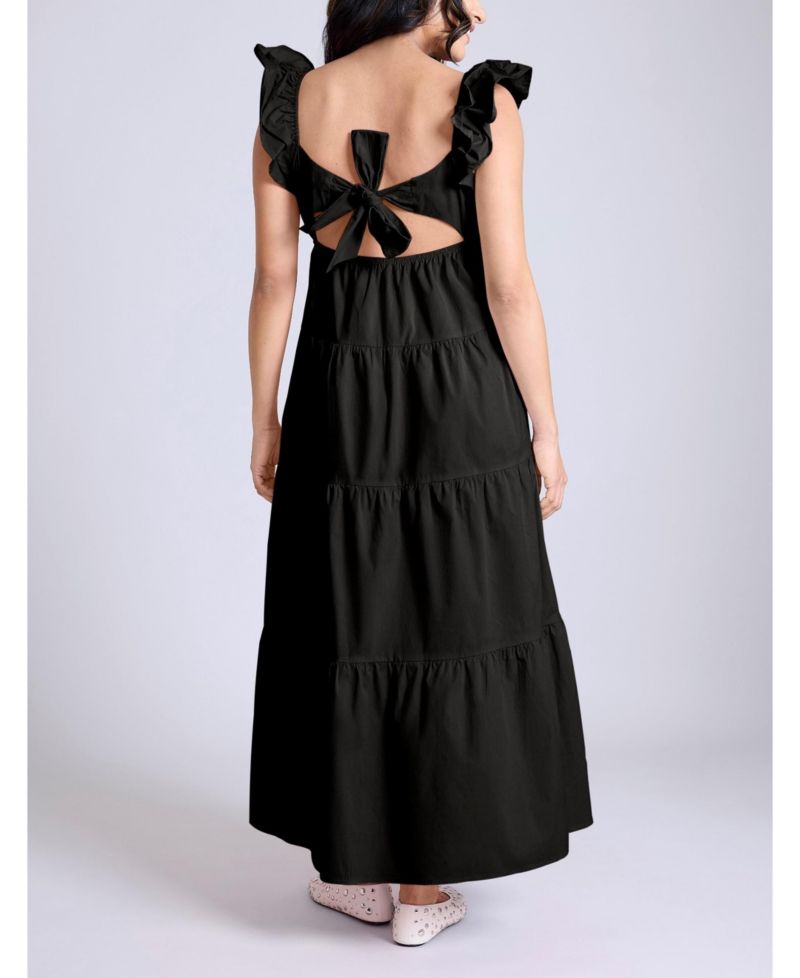 Women's Ruffle Sleeve Tie-Back Maxi Dress - Motherhood