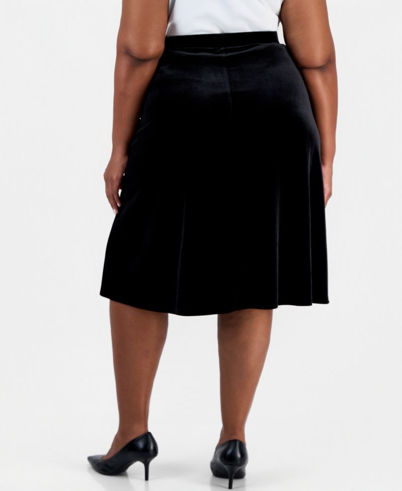 Plus Size Velvet Midi Skirt