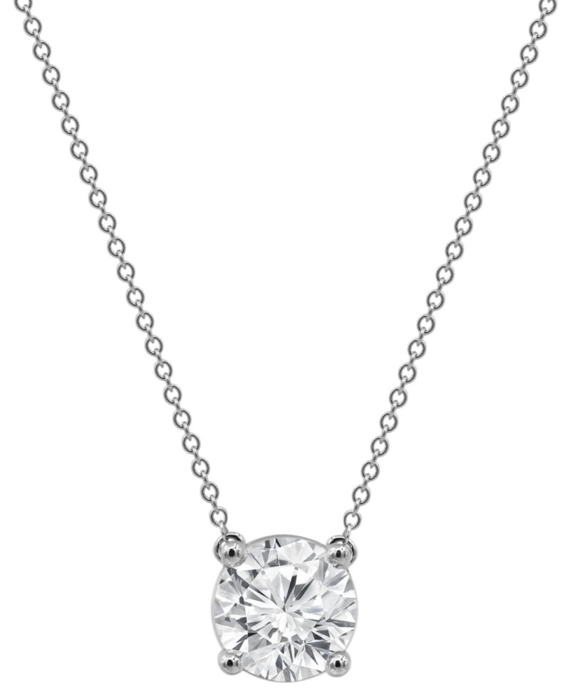 Certified Lab Grown Diamond Solitaire 18" Pendant Necklace (3 ct. t.w.) in 14k Gold