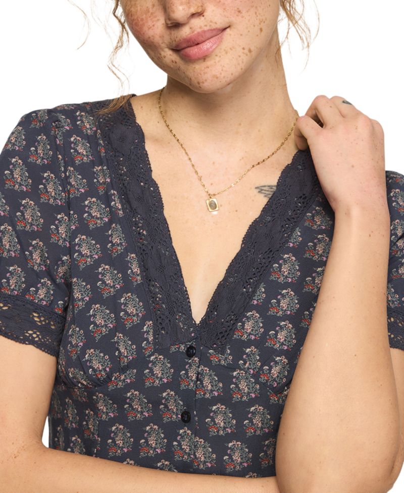 Women's Lace-Trimmed Short-Sleeve Mini Dress