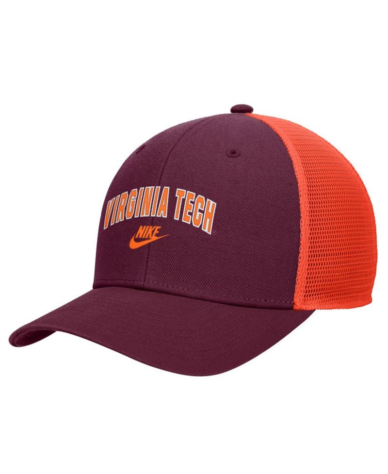 Men's Maroon Virginia Tech Hokies Vintage Arch Rise Performance Trucker Adjustable Hat