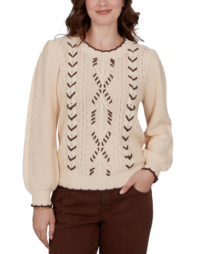 Plus Size Cable-Knit Crewneck Sweater