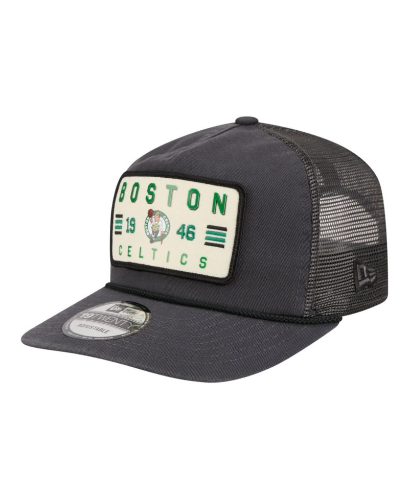 Men's Charcoal Boston Celtics Washed Patch 19TWENTY Adjustable Trucker Hat