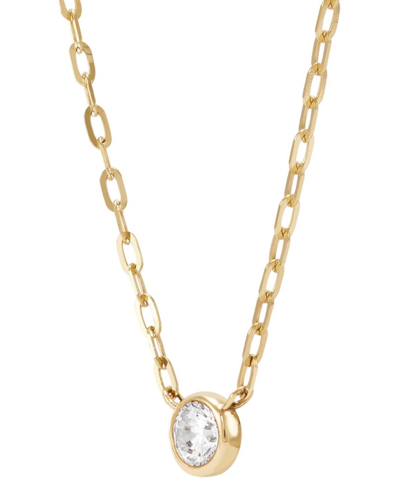 Diamond Bezel Solitaire Pendant Necklace (1/4 ct. t.w.) in 14k Gold, 16" + 2" extender