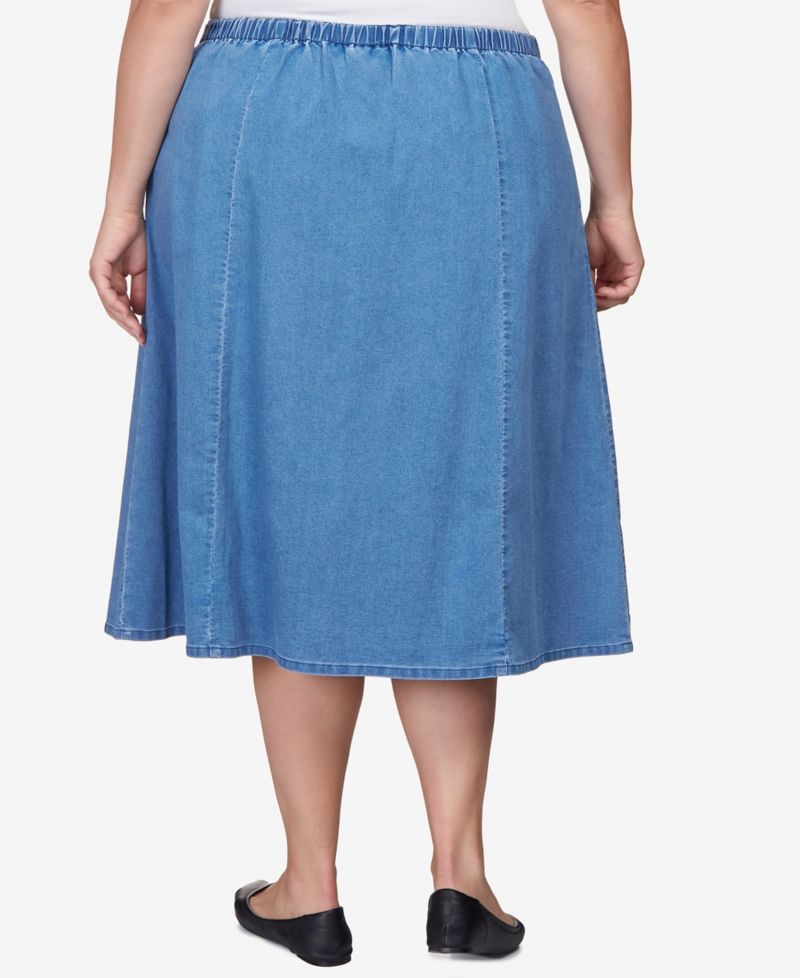 Plus Size Paneled Denim Skirt
