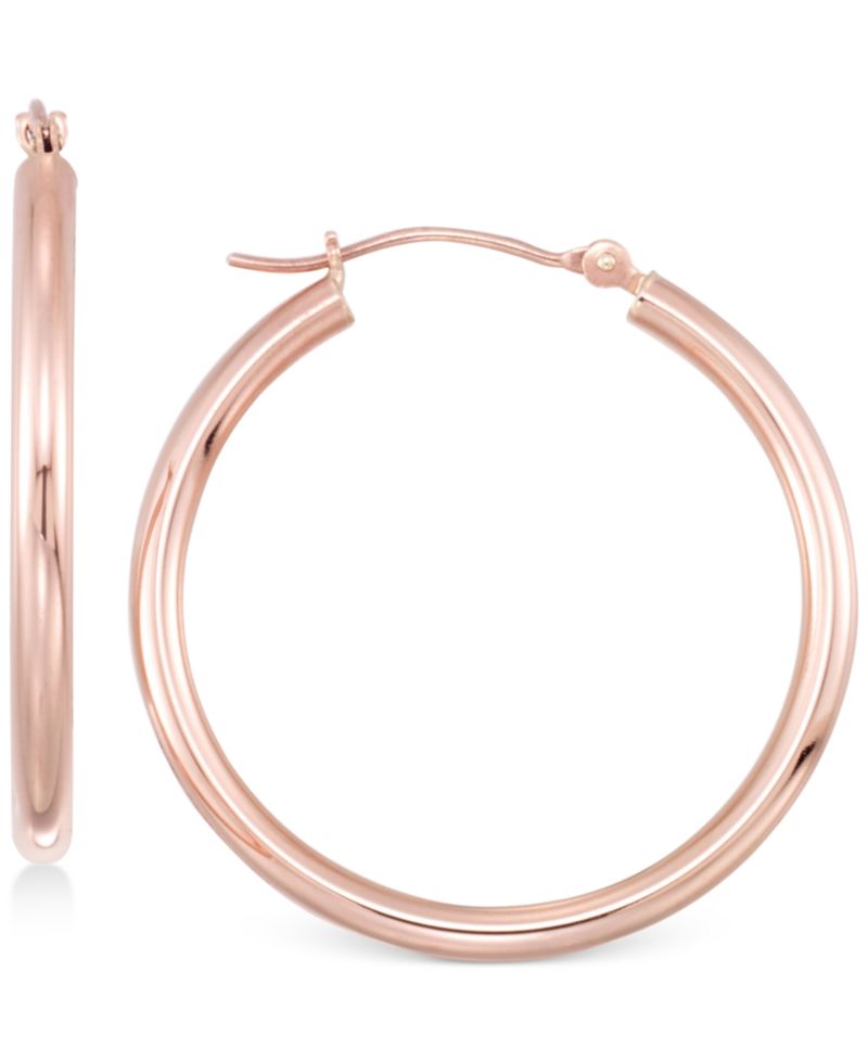 Polished Tube Hoop Earrings in 10k Gold, White Gold or Rose Gold