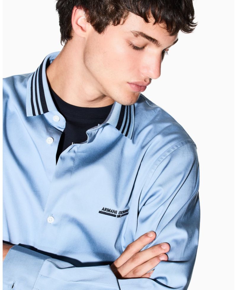 Men's Collar Tipping Woven Dress Shirt