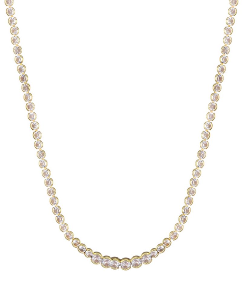 Gold Crystal Bezeled Tennis Necklace
