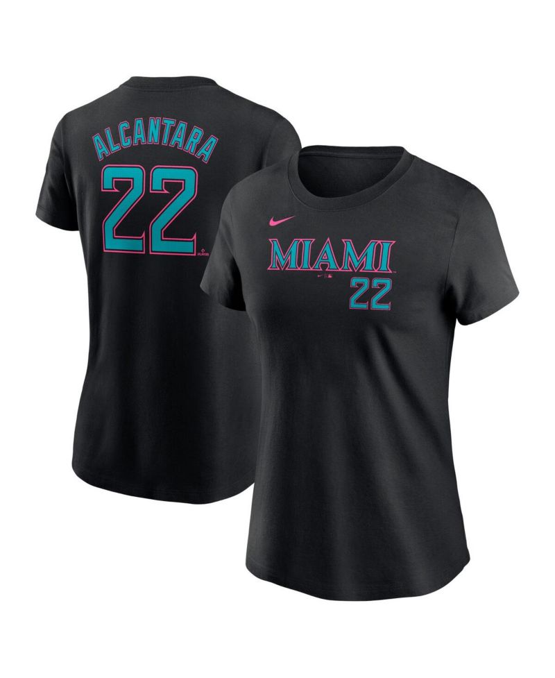 Women's Sandy Alcantara Black Miami Marlins 2025 City Connect Fuse Name & Number T-Shirt