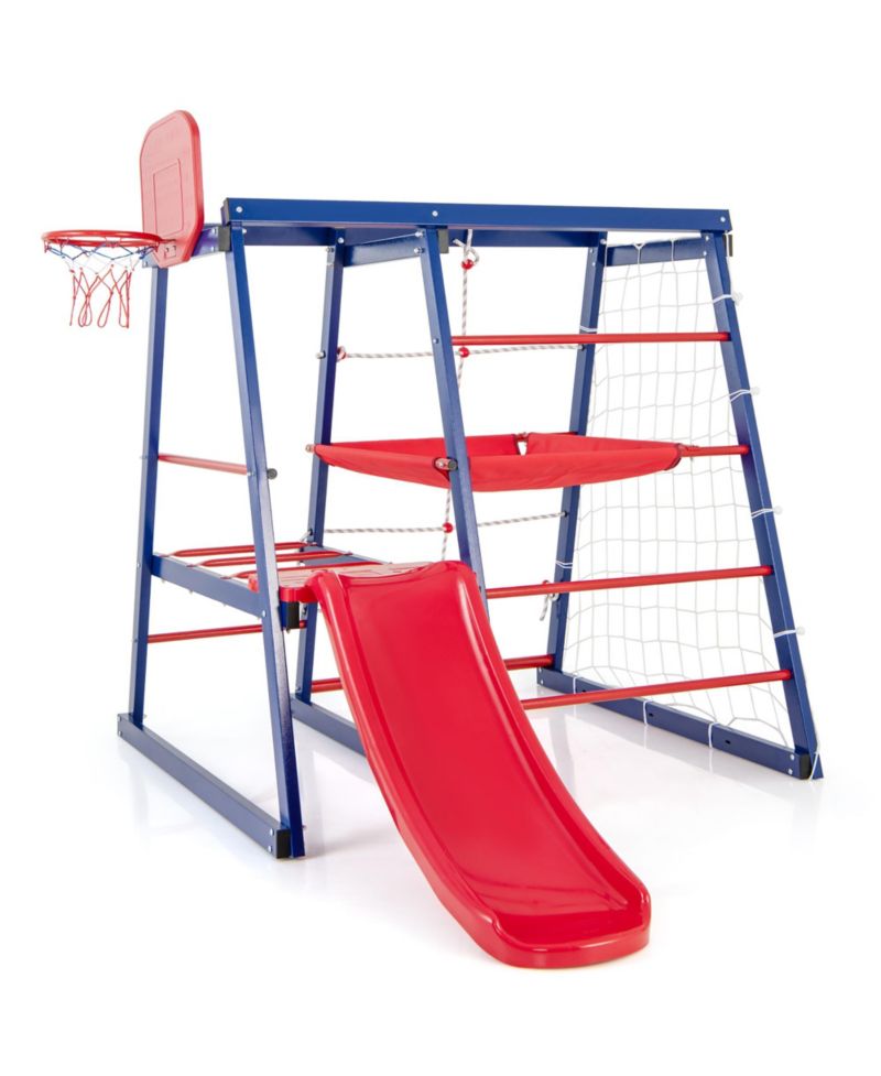 Toddler 7-In-1 Indoor Playground w/ Slide Climbing Net Crowling Ladder Rope Ladder