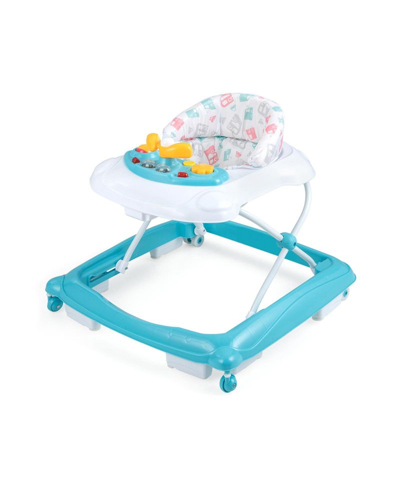 Adjustable Height Baby Walker with Foldable Design and Padded Seat