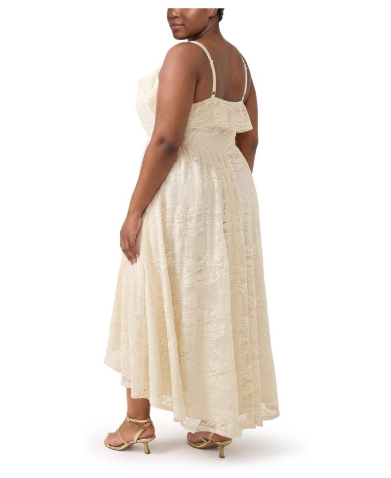 Plus Size Lace High-Low Ruffle Maxi Dress