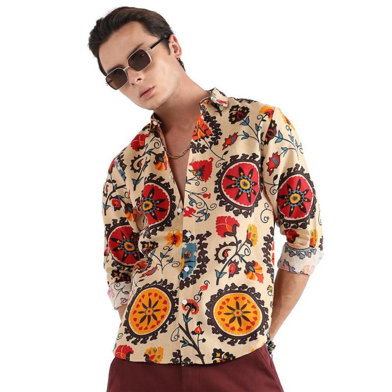 Men's Multicolour Ethnic Floral Shirt
