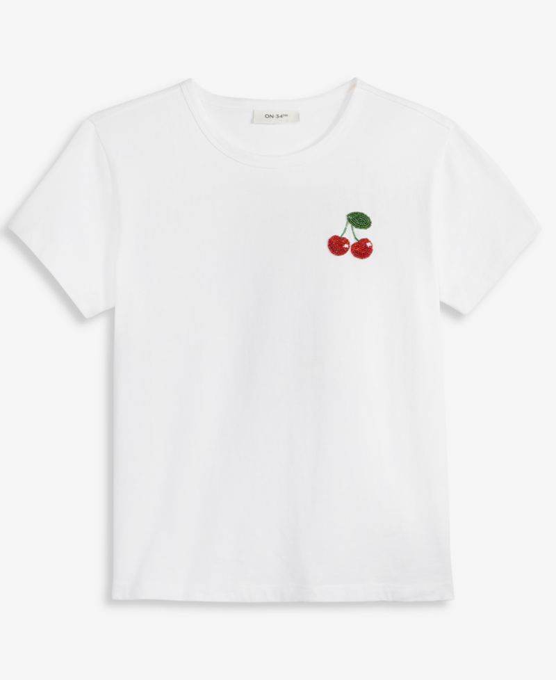 Women's Beaded Cherry Everyday T-Shirt