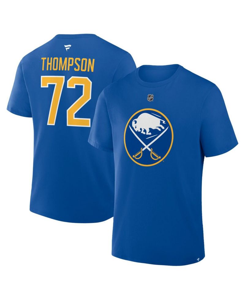 Men's Tage Thompson Royal Buffalo Sabres Authentic Stack Name & Number T-Shirt