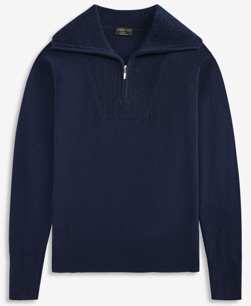 Women's 100% Cashmere Quarter-Zip Sweater