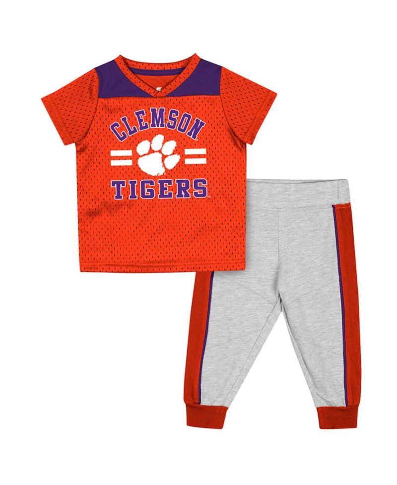 Baby Boys and Girls 2-Piece Orange/Heather Gray Clemson Tigers Ka-Boot-It Jersey and Pants Set