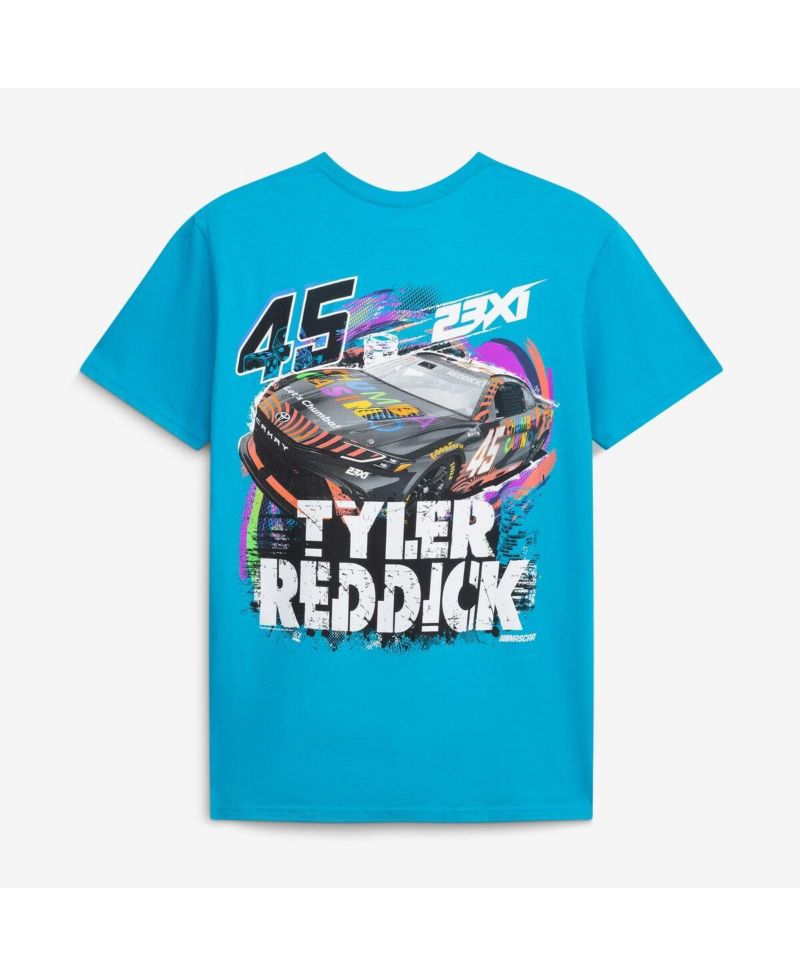 Мужская футболка Teal Tyler Reddick 45 Chumba Tropical Car с изображением тропической машины