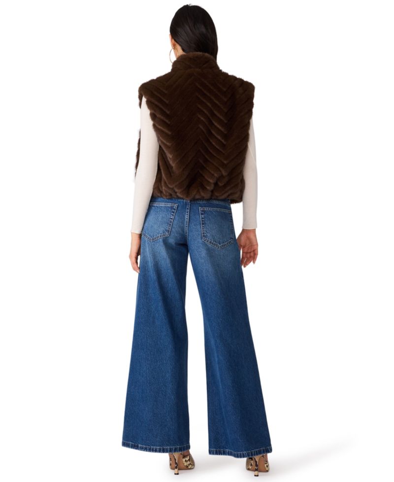 Women's Luxie Chevron-Patterned Faux Fur Vest
