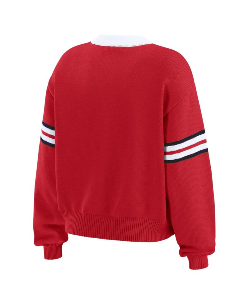Women's Red Georgia Bulldogs Lace-Up Pullover Sweater