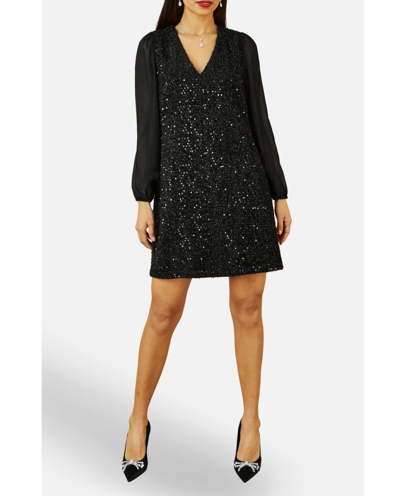 Women's Women'sSequin Tunic Dress With Tie Back