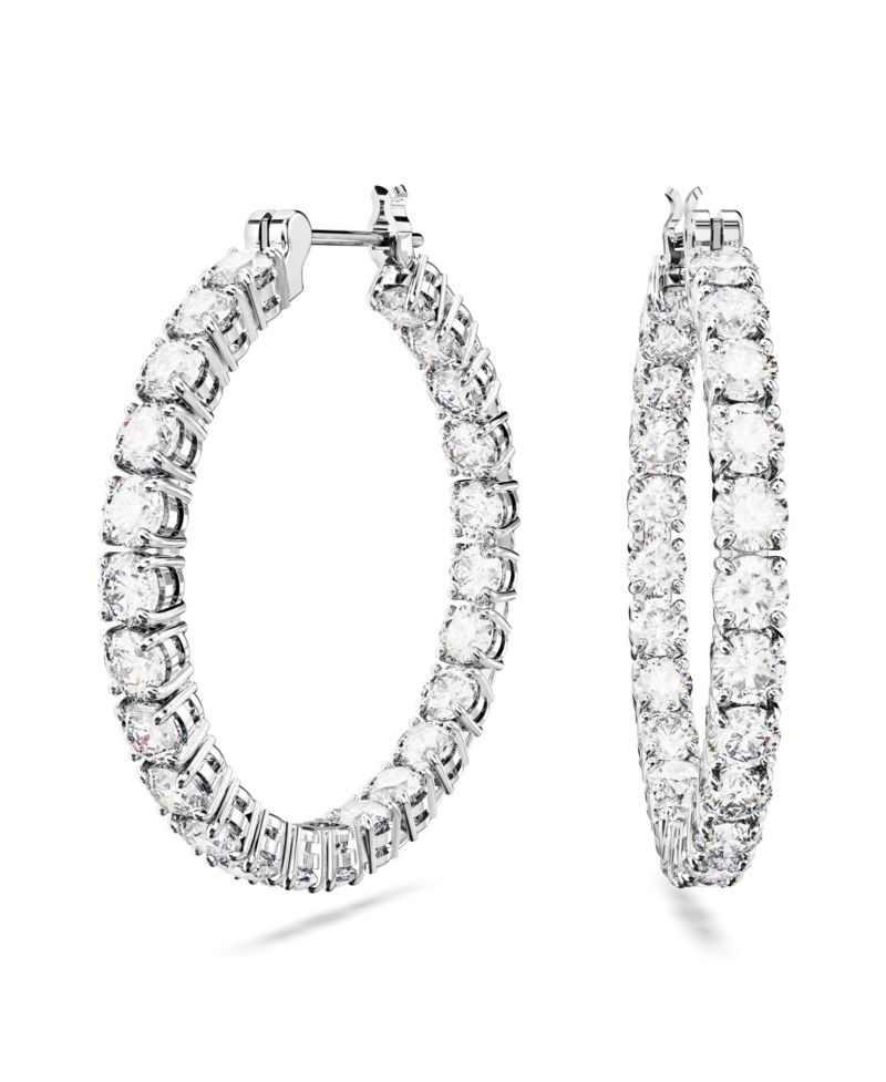 Crystal Round Cut Matrix Hoop Earrings