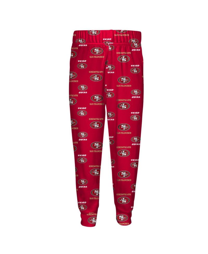 Big Boys and Girls 2-Piece Scarlet San Francisco 49ers All-Over-Print Long Sleeve T-Shirt and Pants Sleep Set
