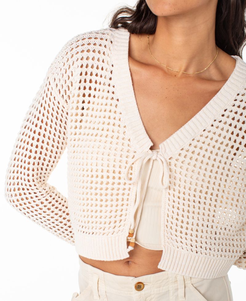 Women's Ivy Cotton Crochet Cropped Cardigan