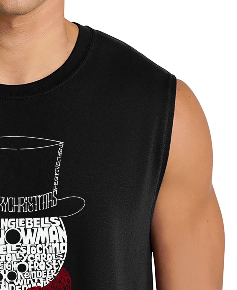 Men's Snowman Top Hat Winter Word Art Graphic Tank Top