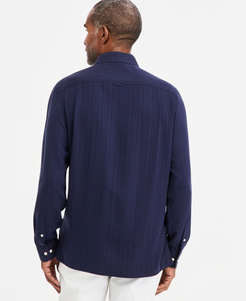 Men's Solid Silk Blend Long-Sleeve Shirt