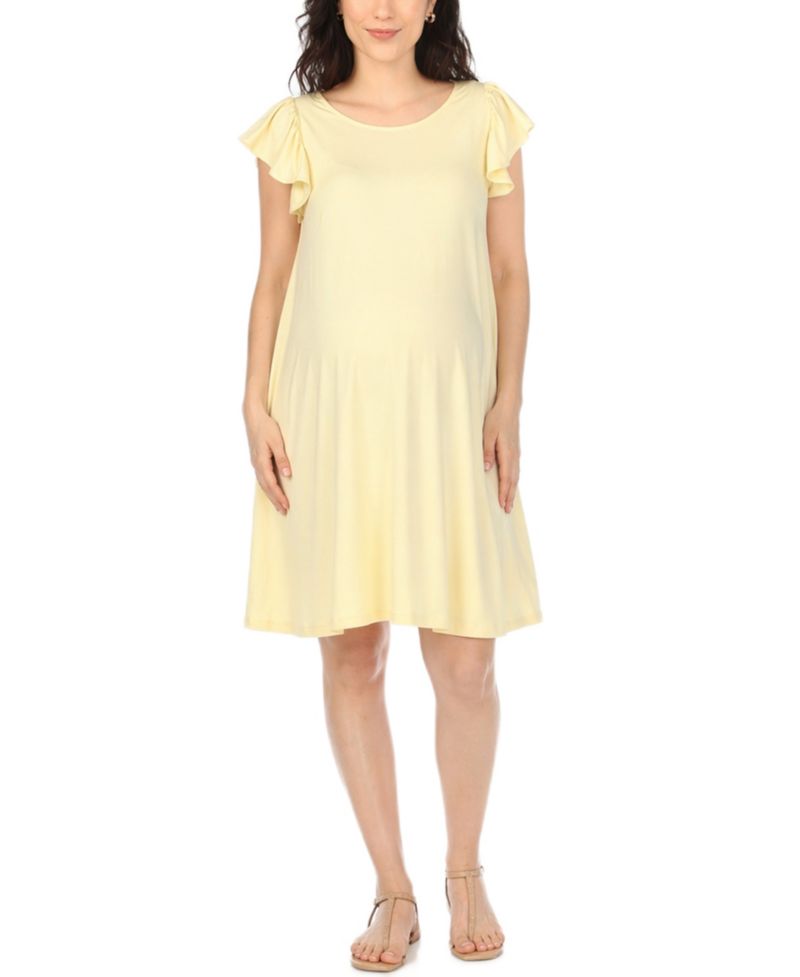Women's Scoop Neck Flutter-Sleeve Maternity Dress