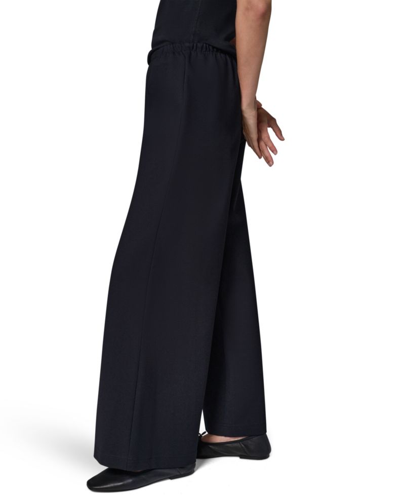 Women's Double-Knit Mid Rise Wide Leg Pull-On Pants