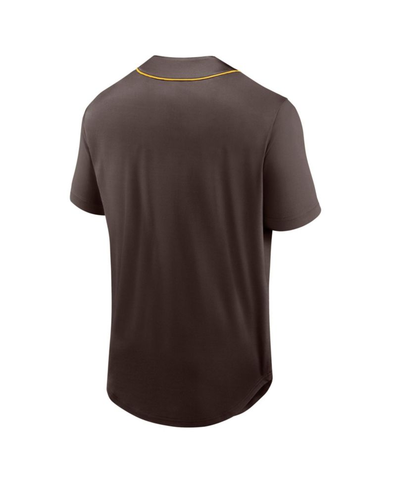 Men's Brown San Diego Padres Franchise Button-Up Fashion T-Shirt