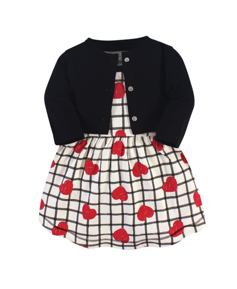 Baby Girls Comfy Natural Cotton Dress & Cardigan Set